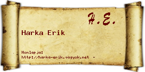 Harka Erik névjegykártya